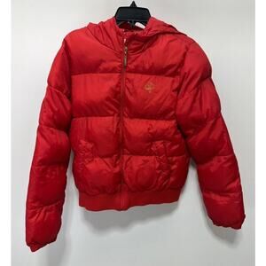 Southpole Y2K Puffer Jacket Coat Parka Red Womens Zipper Hooded Warmth XL